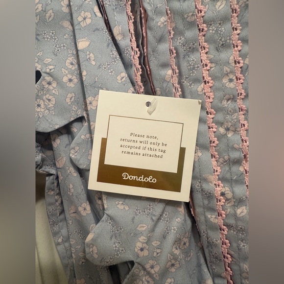 Dondolo Blue and Pink Striped Smocked Women’s Dress - Picture 4 of 7